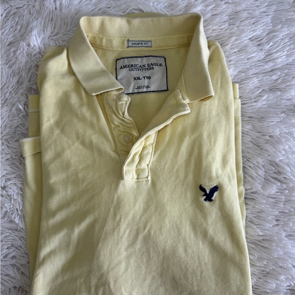 American Eagle Outfitters Men's Light Yellow Polo